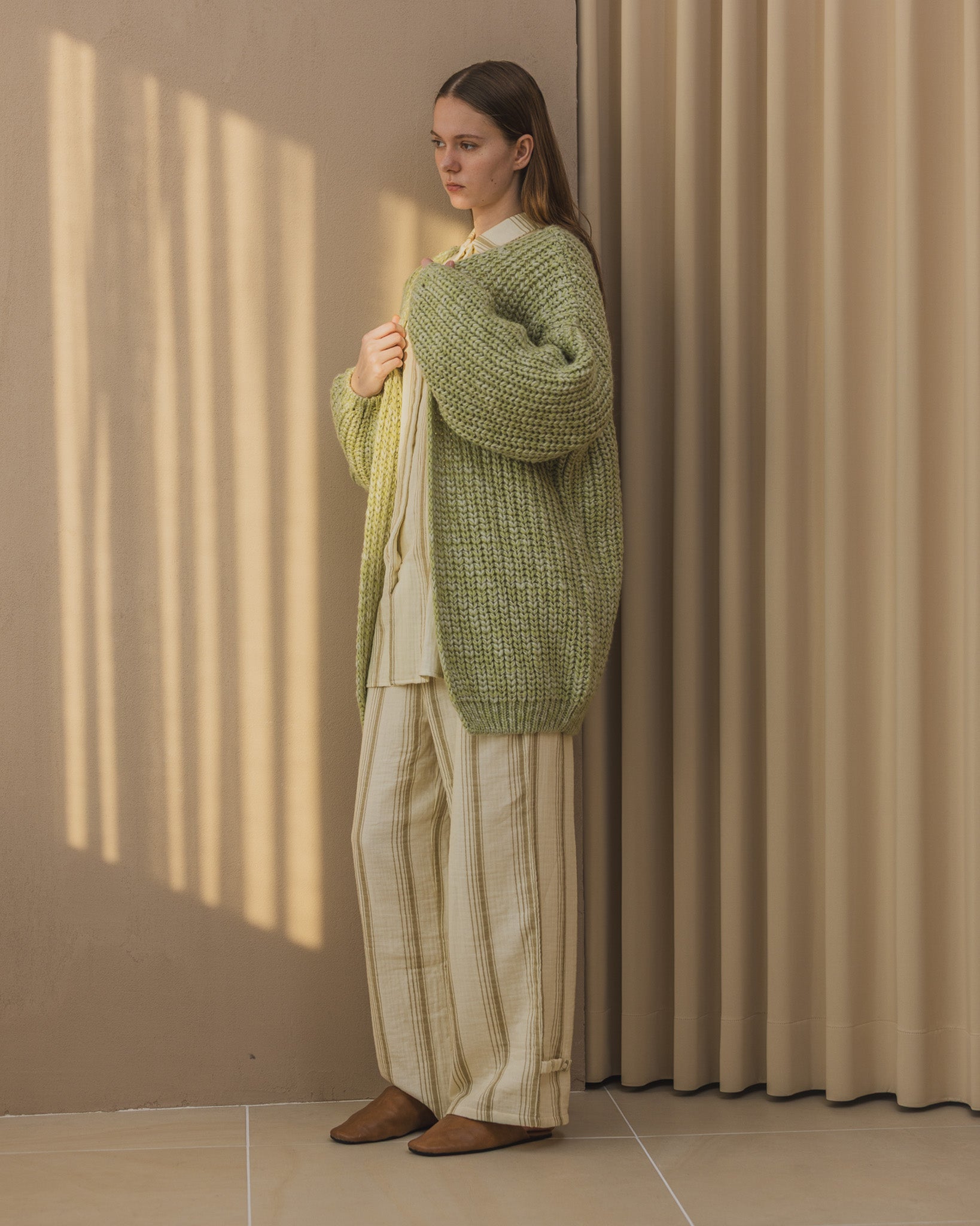 ボヌーク ミックスカラーカーディガン グリーン Mix Color Knit Cardigan
